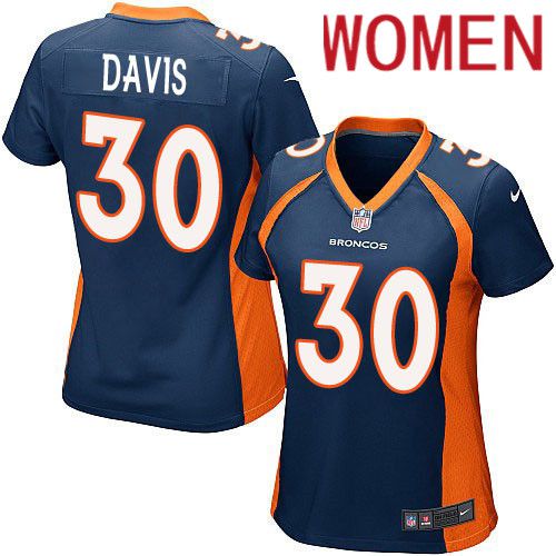 Women Denver Broncos #30 Terrell Davis Nike Navy Blue Game Player NFL Jersey